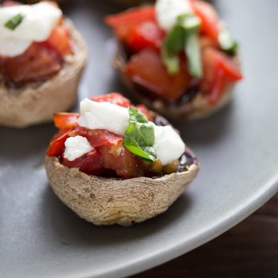 Bruschetta & Goat Cheese Stuffed Mushrooms