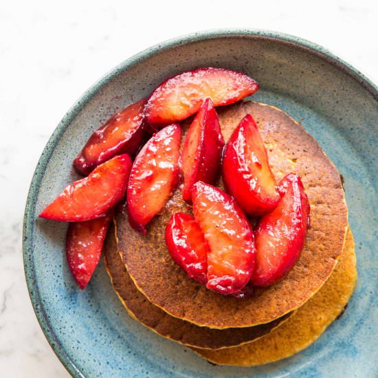 Banana-Plantain Pancakes & Pluots