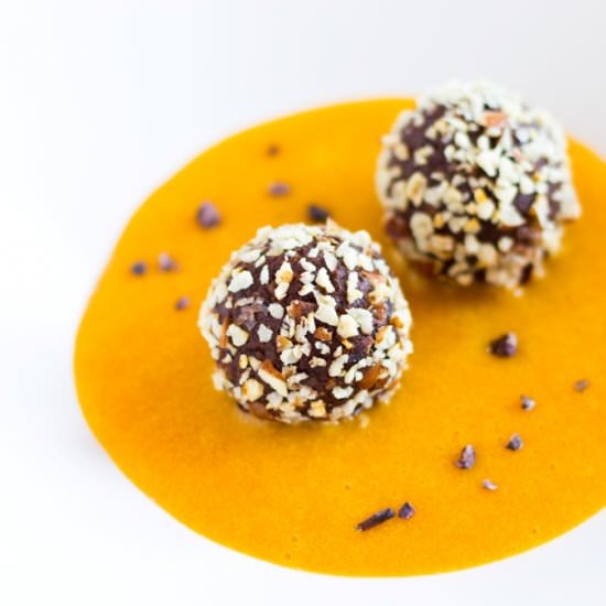 Decadent Truffles in Peach Gazpacho