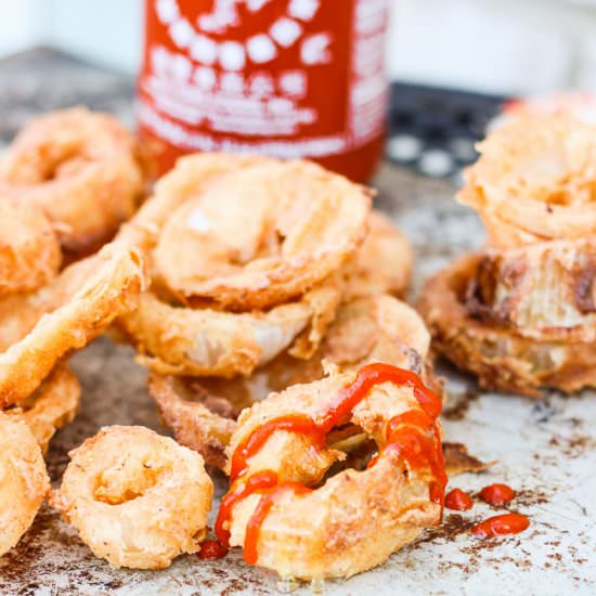 Honey + Sriracha Onion Rings