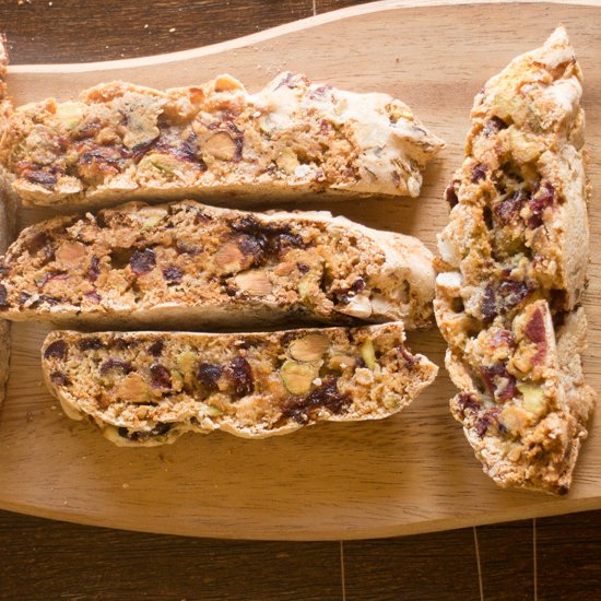 Cherry Cranberry Pistachio Biscotti