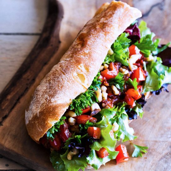 Red Bell Pepper and Walnut Sandwich