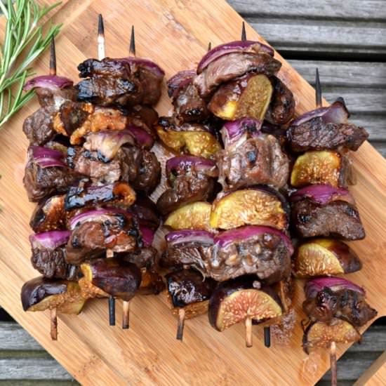 Beef, Fig & Red Onion Skewers