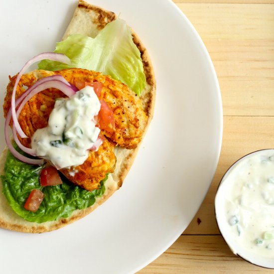 Tandoori Chicken Naan Burgers