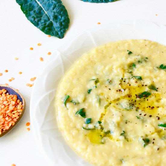 Red Lentil Soup with Kale and Lemon