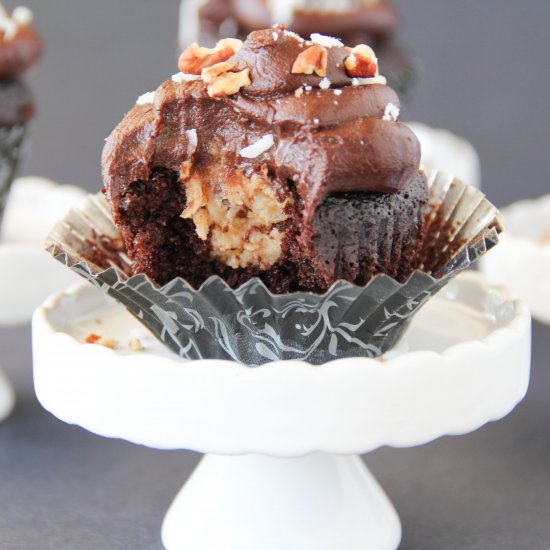 German Chocolate Surprise Cupcakes