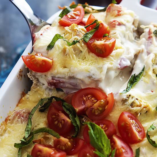 Creamy Chicken Caesar Lasagna