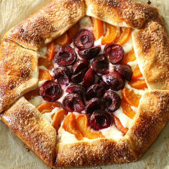 Apricot & Cherry Ricotta Galette