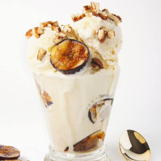 Honey Ice Cream with Grilled Figs