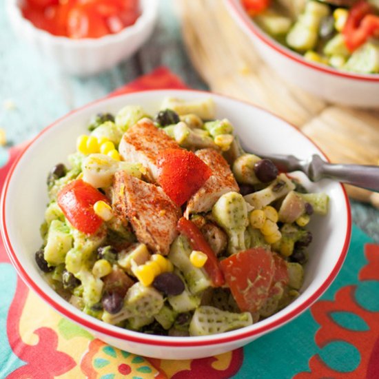 Southwest Pasta with Avocado Sauce