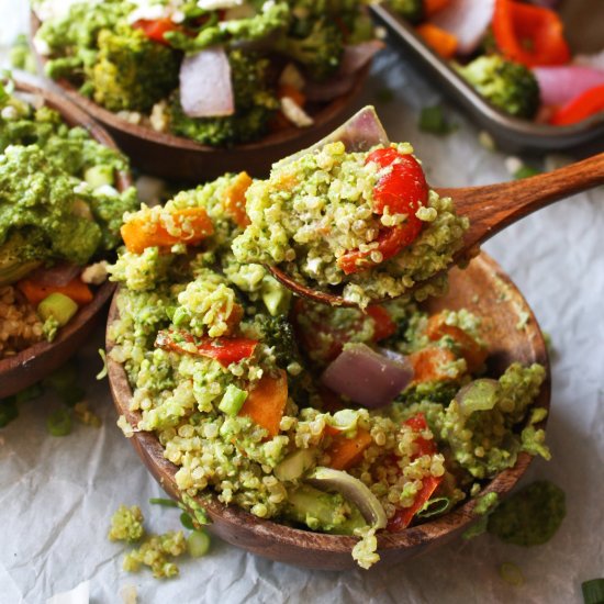 Veggie Power Bowls with Pesto Sauce