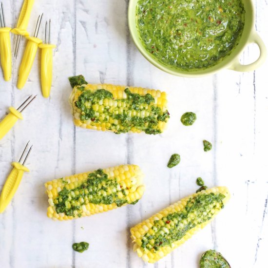 Corn with cilantro chimichurri