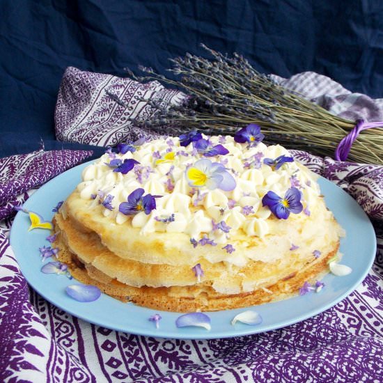 Mascarpone Lavender Crepe Cake