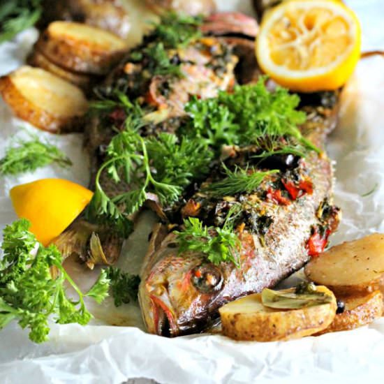 Whole Roasted Red Snapper