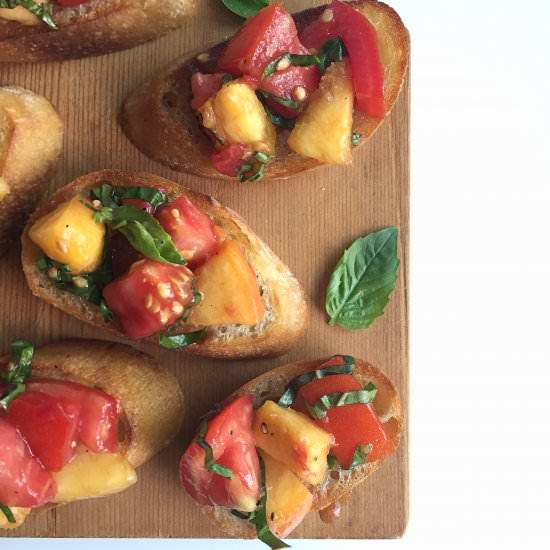 Tomato Peach Bruschetta