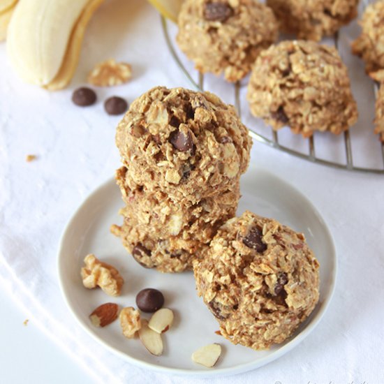 Healthy Banana Nut Dark Chocolate Chip Cookies