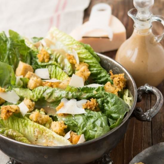 Caesar Salad with Polenta Croutons