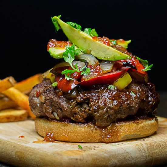 Hot Pepper Jelly Burger and Fries