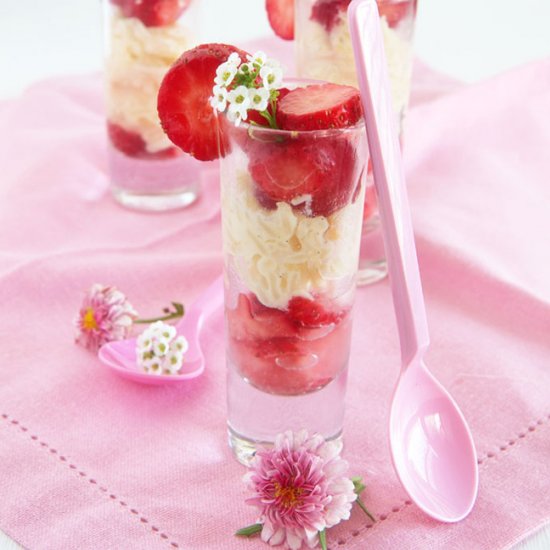 Strawberry and Rose Rice Puddings