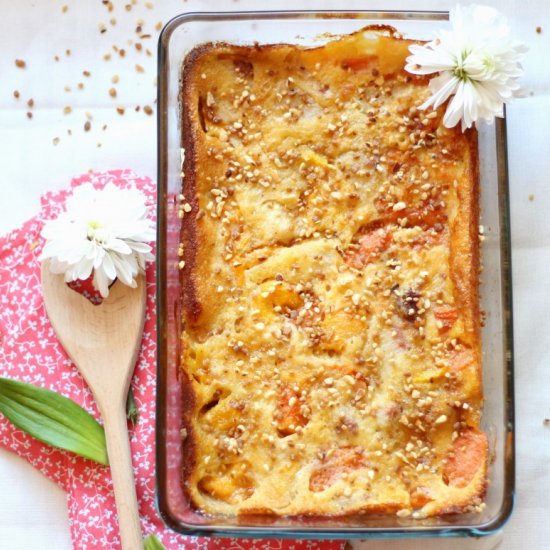 Peach and apricot clafoutis