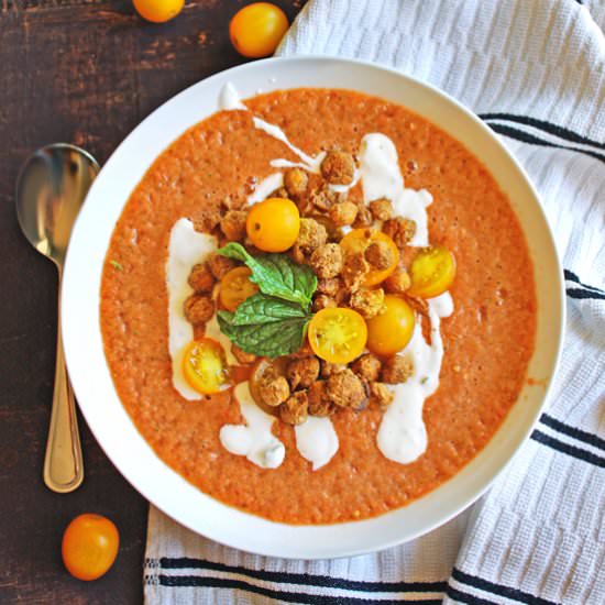 Gazpacho with Falafel Chickpeas