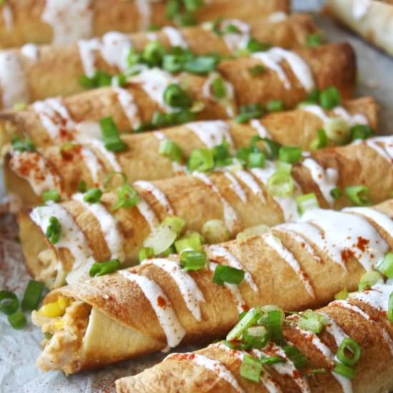 Baked Greek Yogurt Chicken Flautas