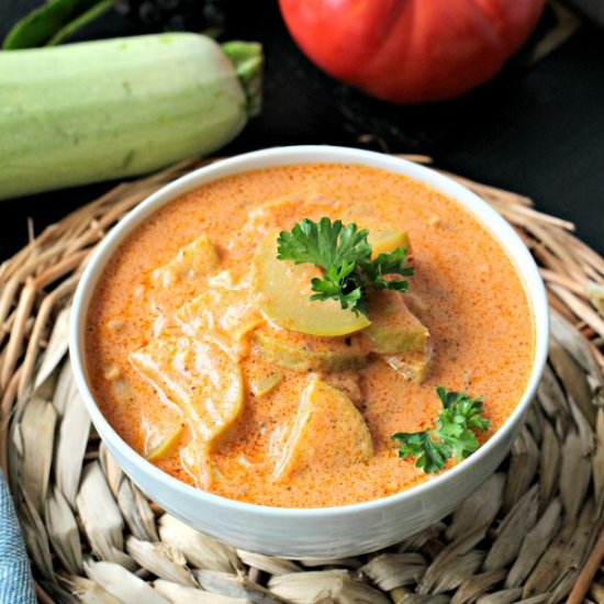 Creamy Grey Zucchini and Tomato Soup