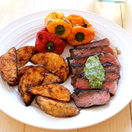 Steak Frites and Chimichurri Butter