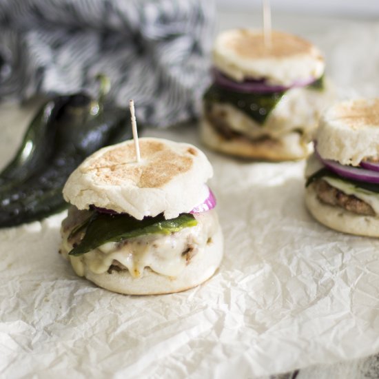 Roasted Poblano Pork Burgers