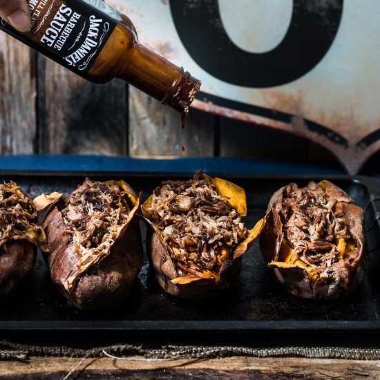 Pulled pork stuffed sweet potatoes