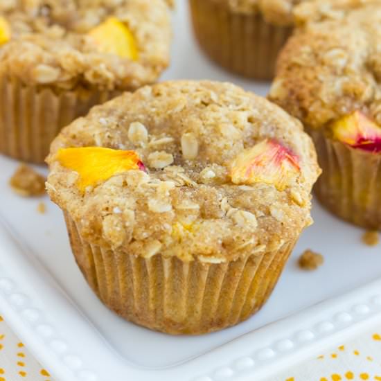 Gluten-Free Peach Streusel Muffins