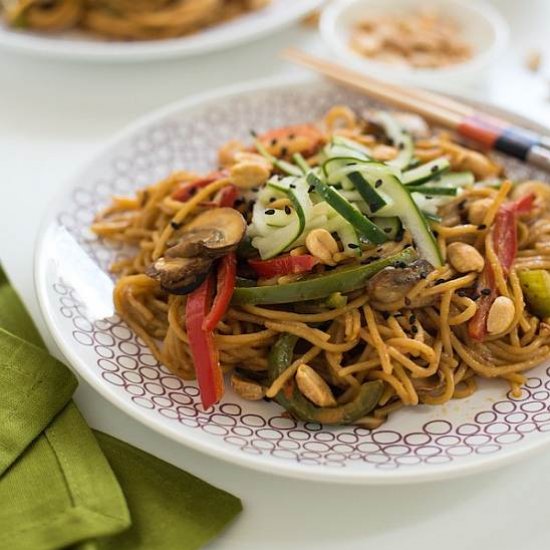 Spicy Peanut Spaghetti Stir Fry