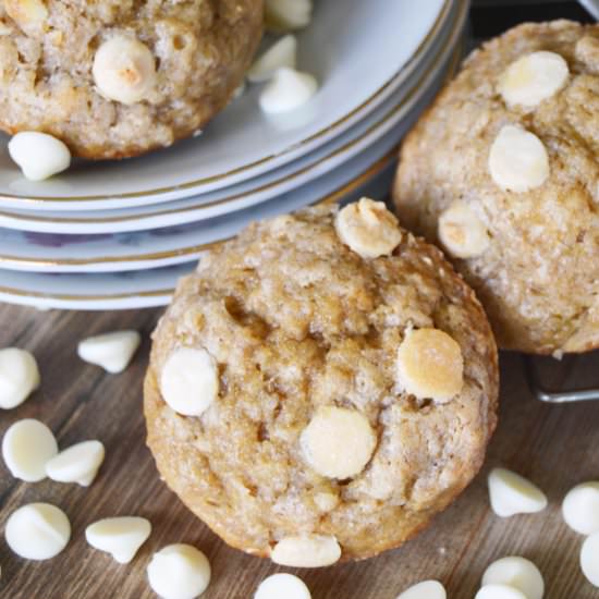 Skinny White Choc Banana Muffins