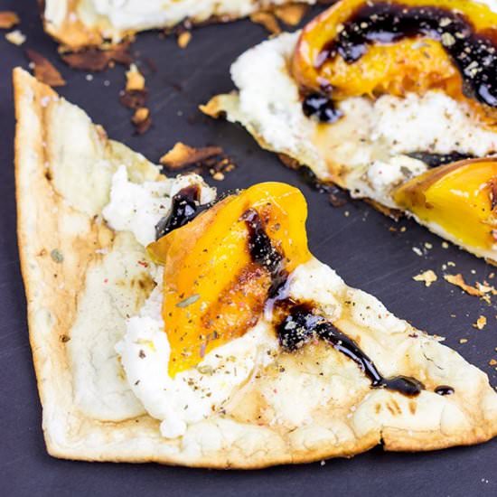 Grilled Peach and Ricotta Flatbread