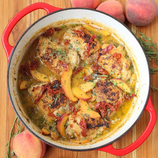 Braised Chicken & Savory Peaches