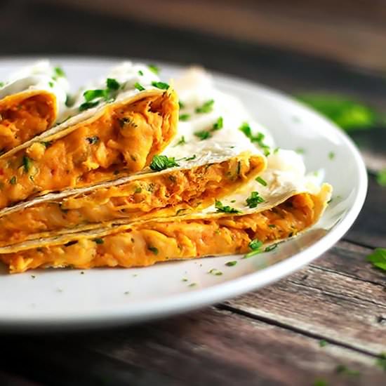 Cheesy Sriracha Chicken Quesadilla