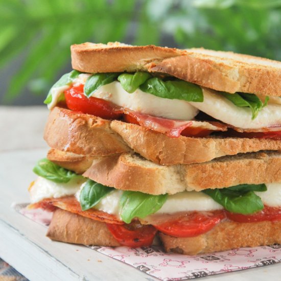 Caprese sandwich with bacon