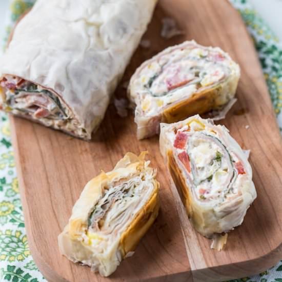 Prosciutto and Corn Phyllo Rollups