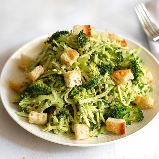 Vegan Broccoli Caesar Salad Slaw