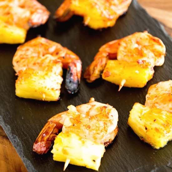 Grilled BBQ Pineapple Shrimp Bites