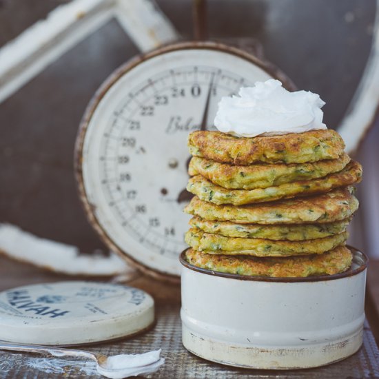 Zucchini Pancakes with Goat Cheese