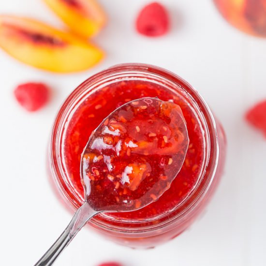 Raspberry Peach Freezer Jam