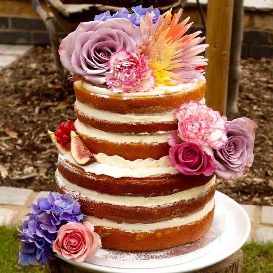 Naked Cake with Fresh Flowers