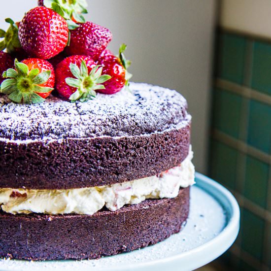 Chocolate Cake + Strawberry Cream