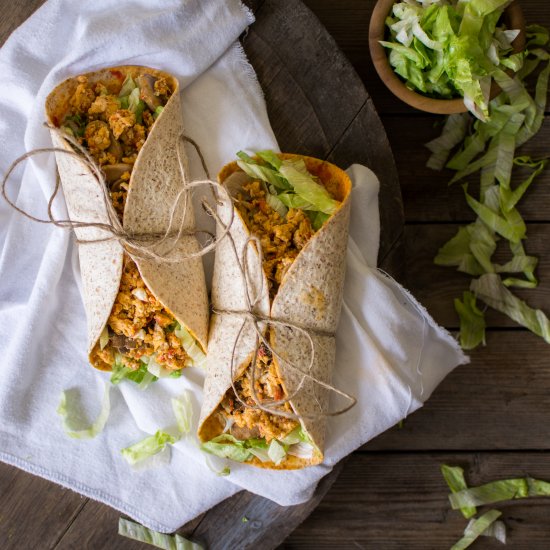 Tortilla wraps with eggs and tofu