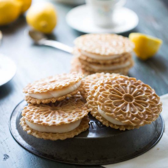 Lemon Ginger Pizelle Sandwiches