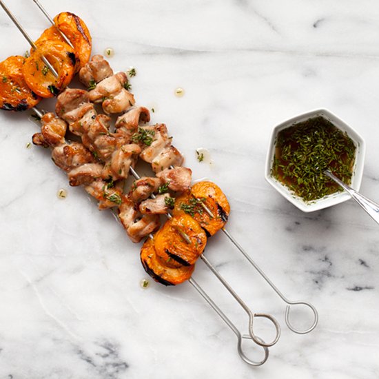 Honey-Thyme Chicken Apricot Kebabs