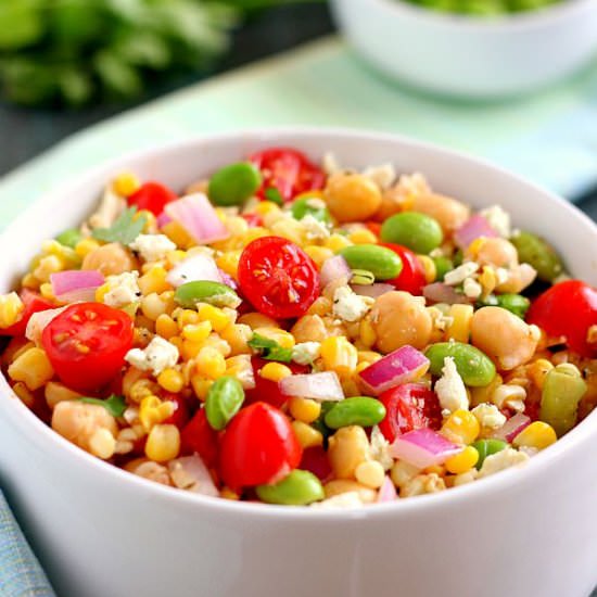 Corn, Edamame and Chickpea Salad