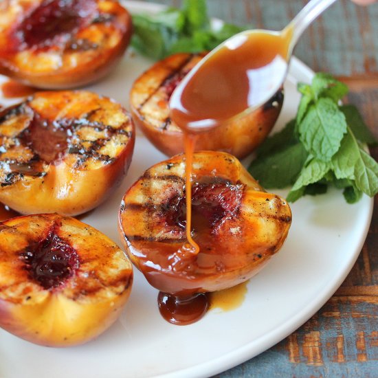 Grilled Peaches with Rum Caramel