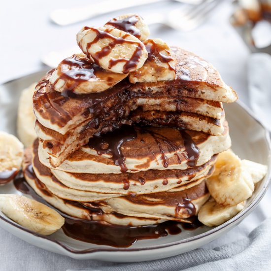 Nutella Stuffed Banana Pancakes